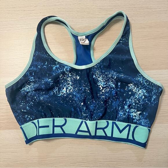 Under Armour Blue Print Sports Bra - Picture 1 of 2